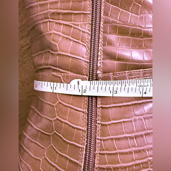 Brown Croc-Embossed Knee-High Boots - Picture 9 of 10